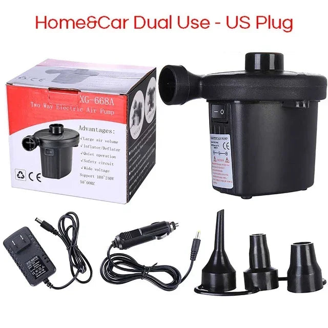 Electric Air Pump for Air Beds, Pools and Floats, Mains or 12V