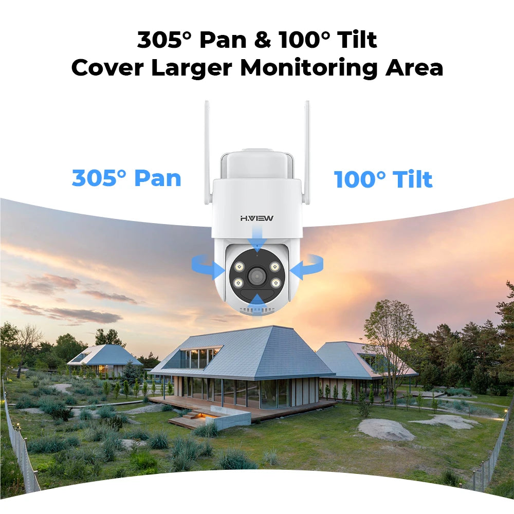 Wireless 3MP Solar Security Camera with PTZ, Color Night Vision