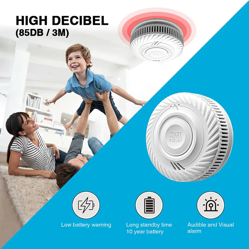 WiFi Tuya Smart Smoke Detector With Built-in 10 Year Lithium Battery For Parlor Room Kitchen Shop Fire Inspection Alarm Sensor