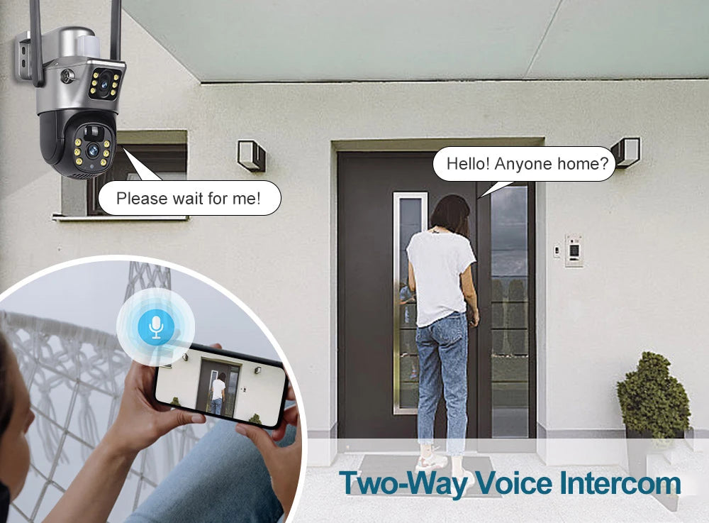 Solar Security Camera Dual Lens 8MP 4K Outdoor WiFi 4G