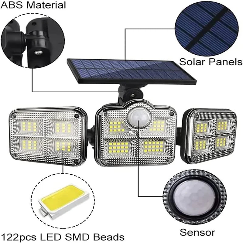 Luz solar exterior com sensor de movimento