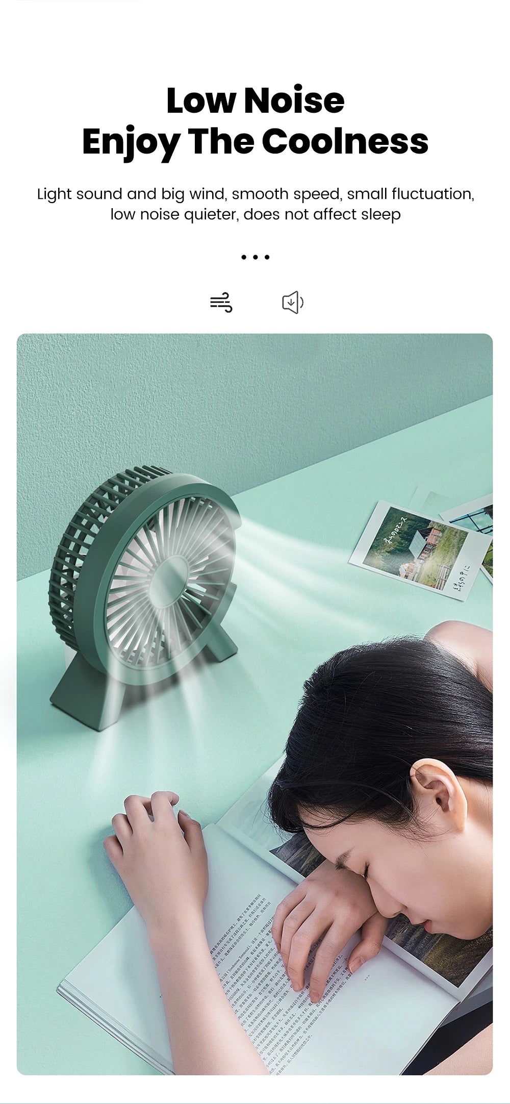 Mini USB Rechargeable Table Fan for Desk, Dorm, and Office