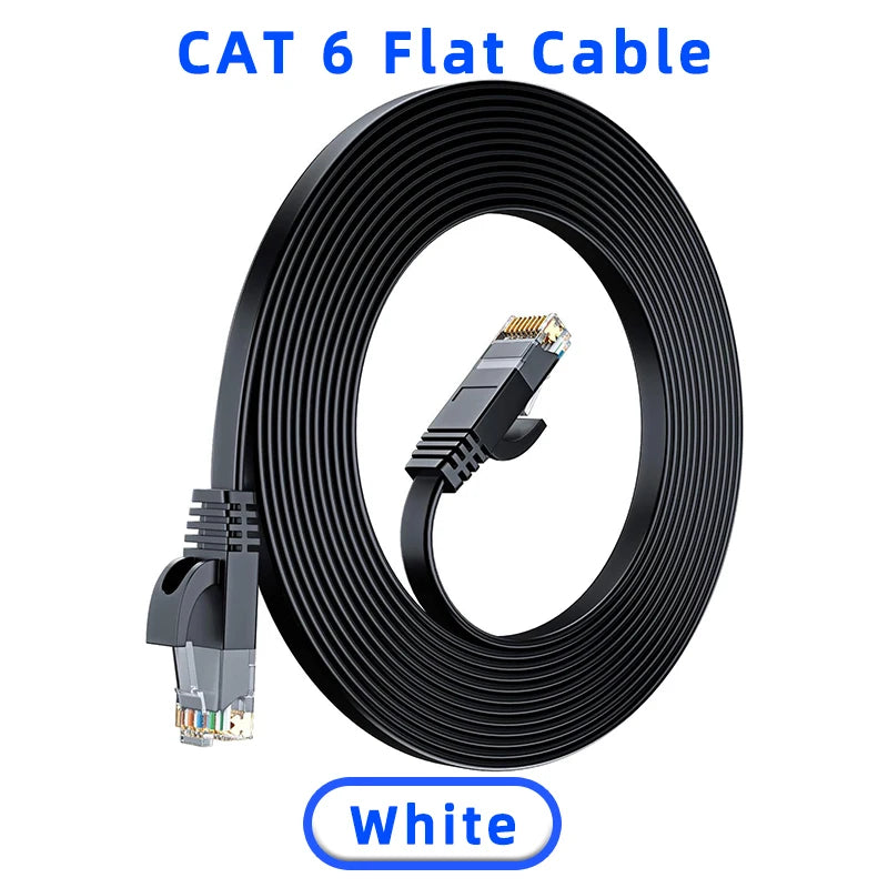 Flat Cat6 RJ45 Ethernet Cable, Length Options