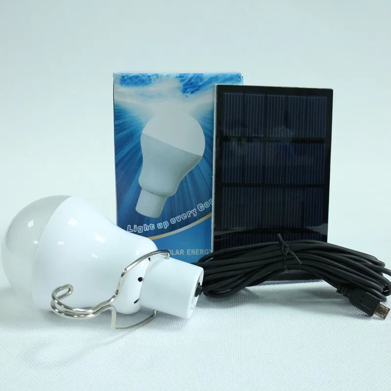 Bombilla LED recargable para colgar con panel solar