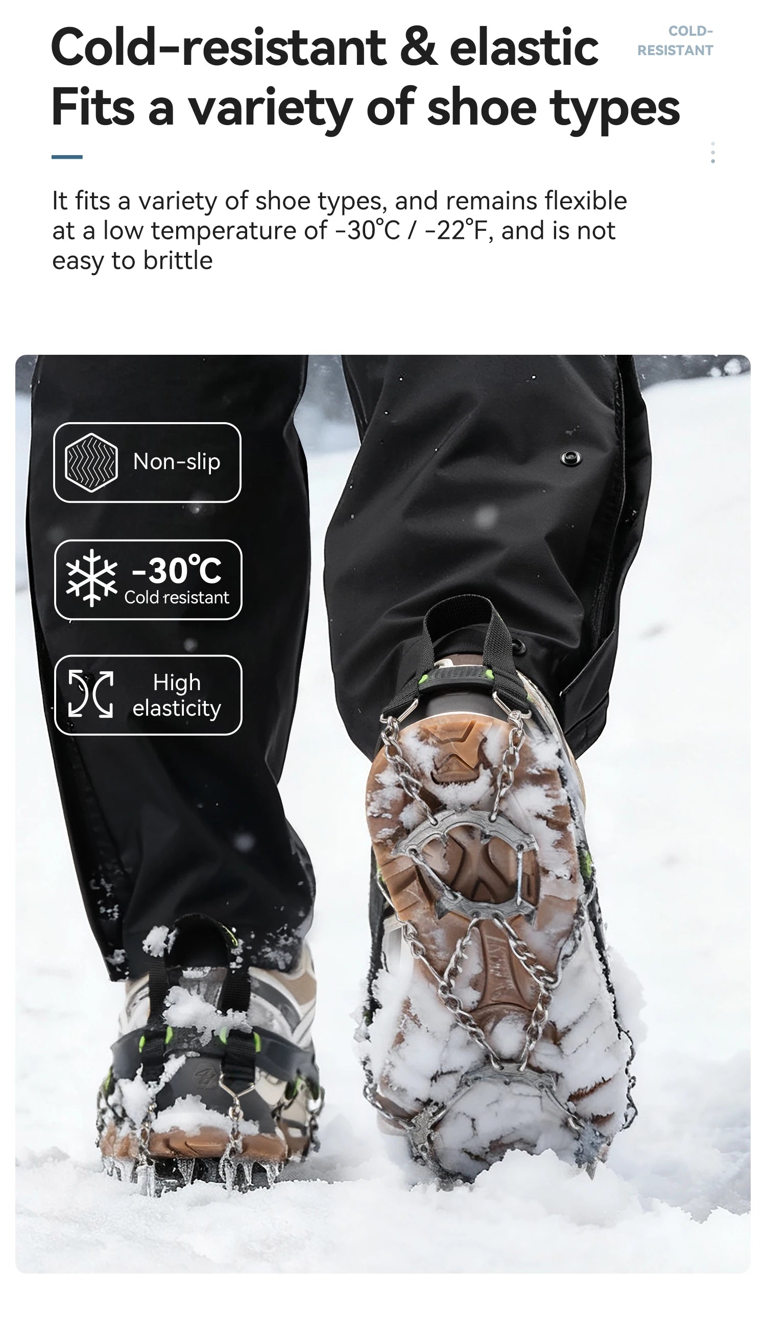 22-Tooth Ice Gripper Crampons for Snow & Winter Traction