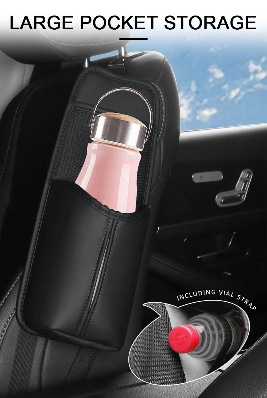SEAMETAL Car Seat Side Storage Bag Hanging Auto Seat Organizer Tissue Holder Universal Mesh Storage Pocket for Phone Bottle