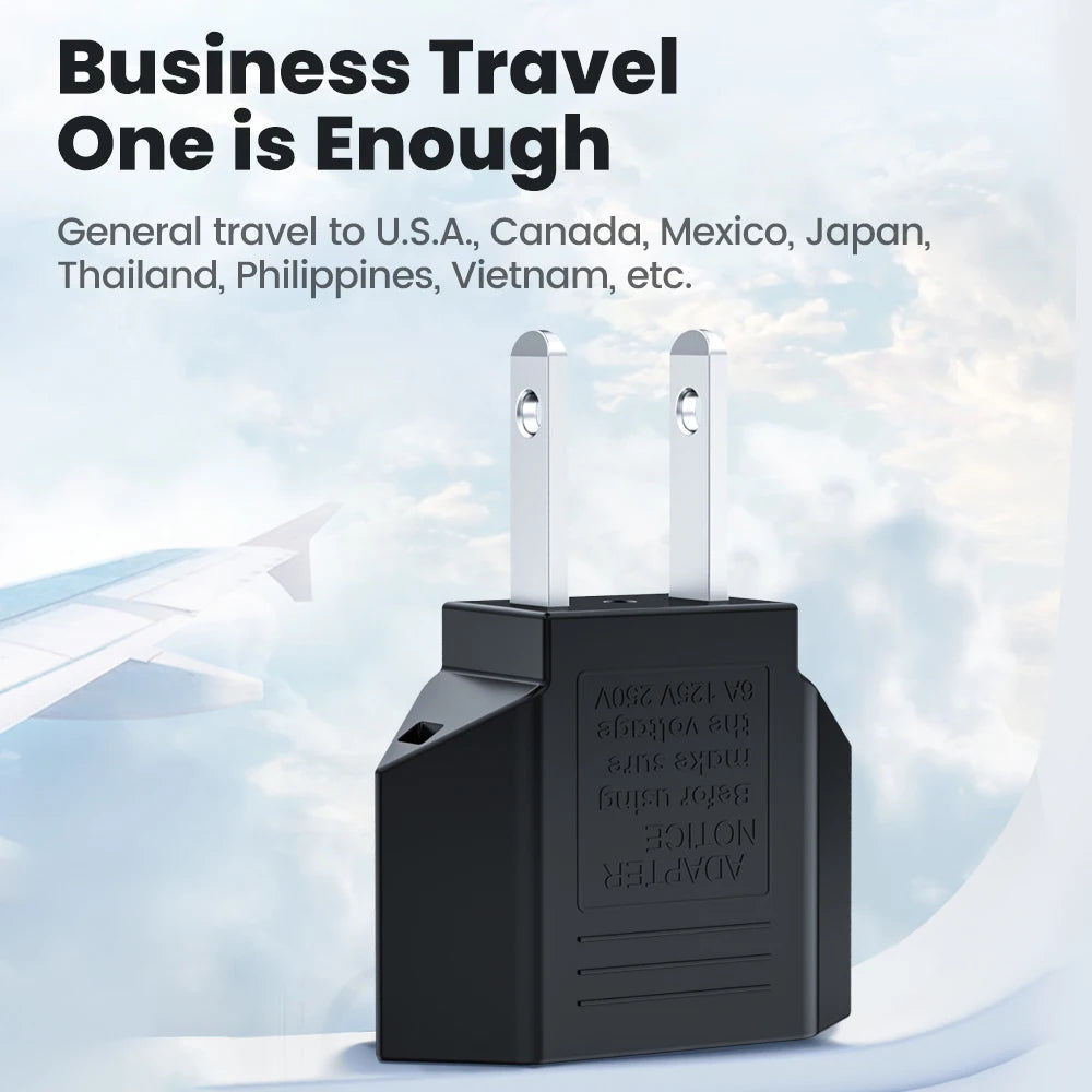 Elough 4.0mm US To EU Converter Plugs European EU To US America Travel Plug Adapter US to EU Power Adapter Electrical Plug