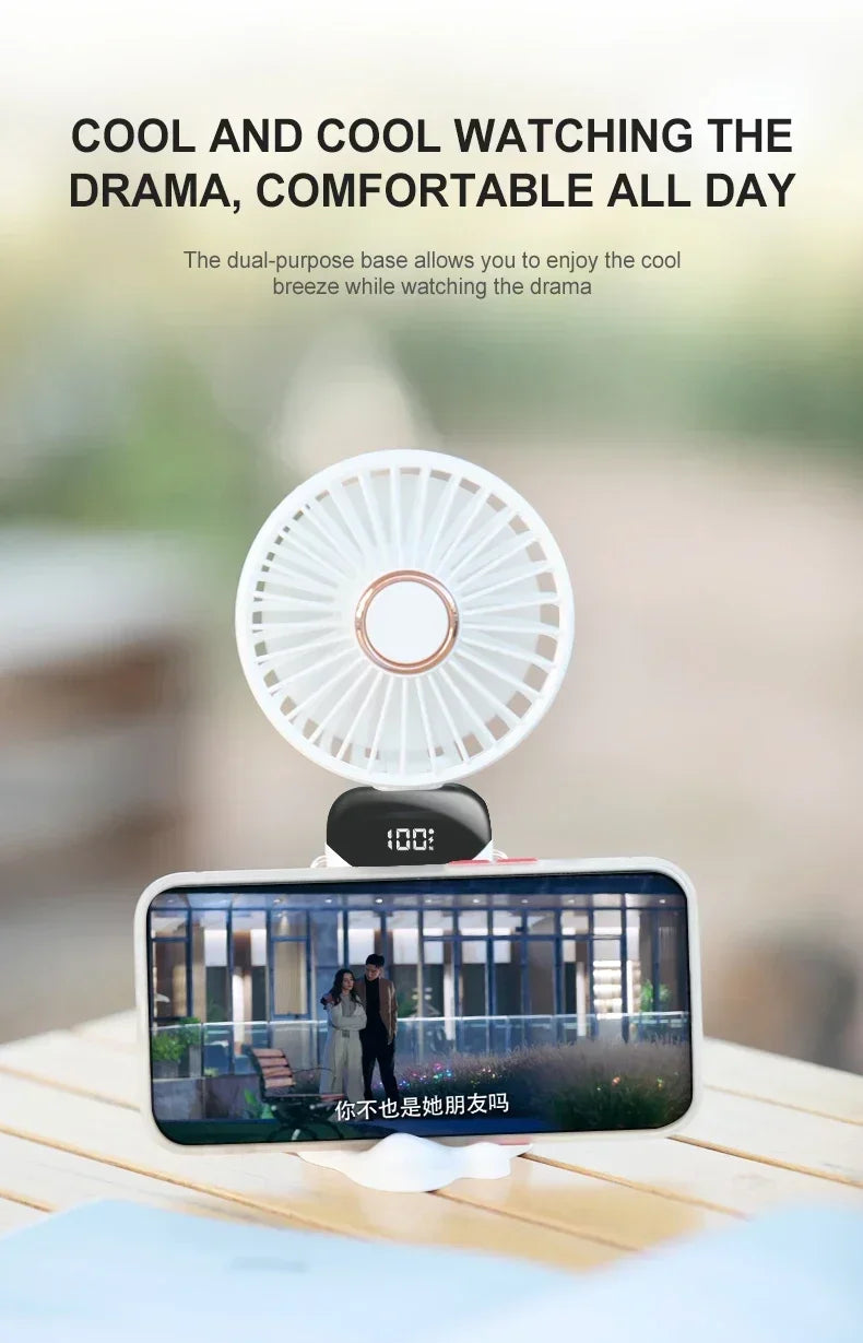 Foldable 5-Speed Handheld Mini Fan with LED Display