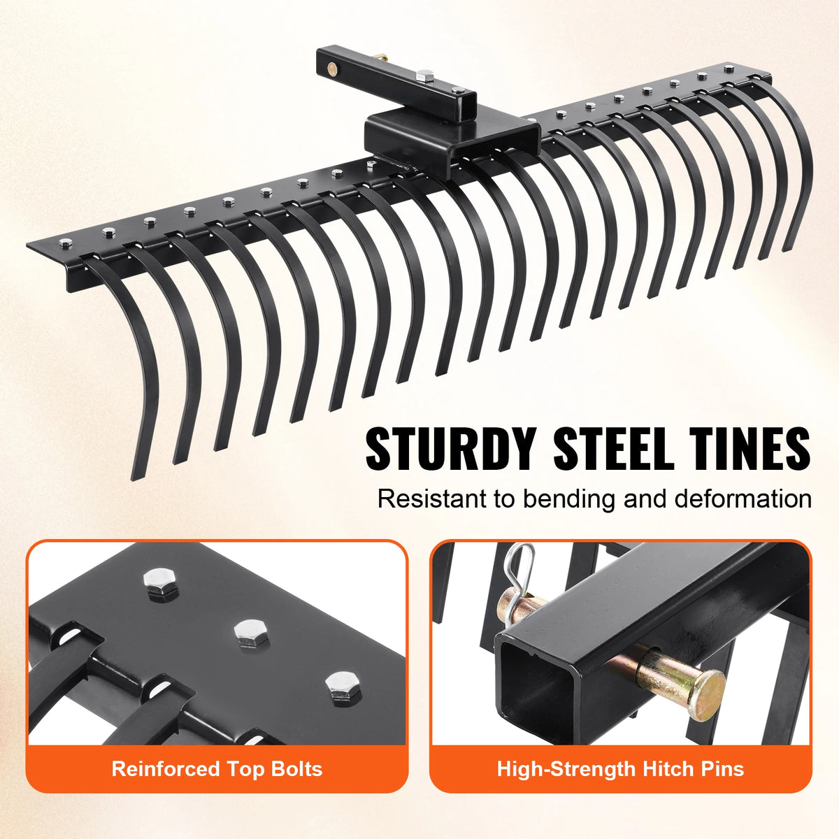 60-Inch Tow-Behind Landscape Rake with 21 Tines