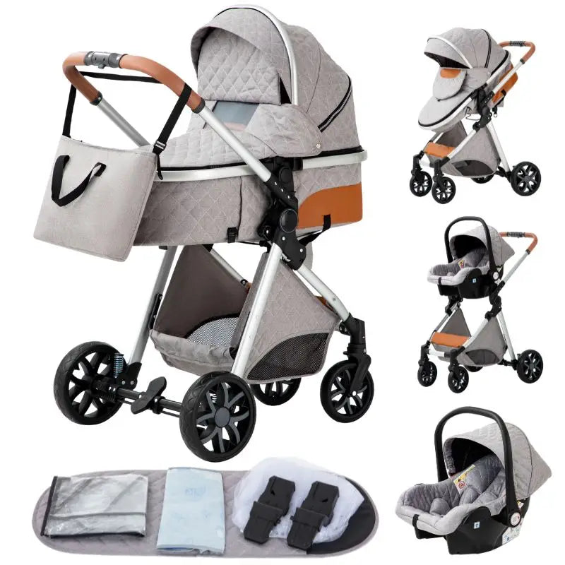 3 in 1 Luxury Baby Stroller High-Landscape Travel Pram