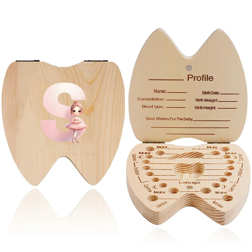 Wooden Baby-Tooth Keepsake Box, Letter Options