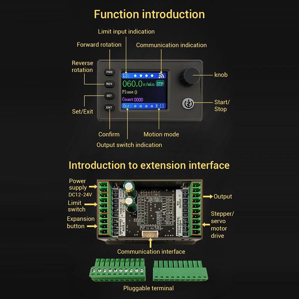 ZK-SMC05 Stepper & Servo Pulse Controller, Colour Display