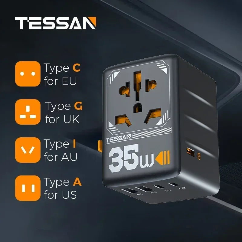 Universal Travel Adapter - USB Power Options