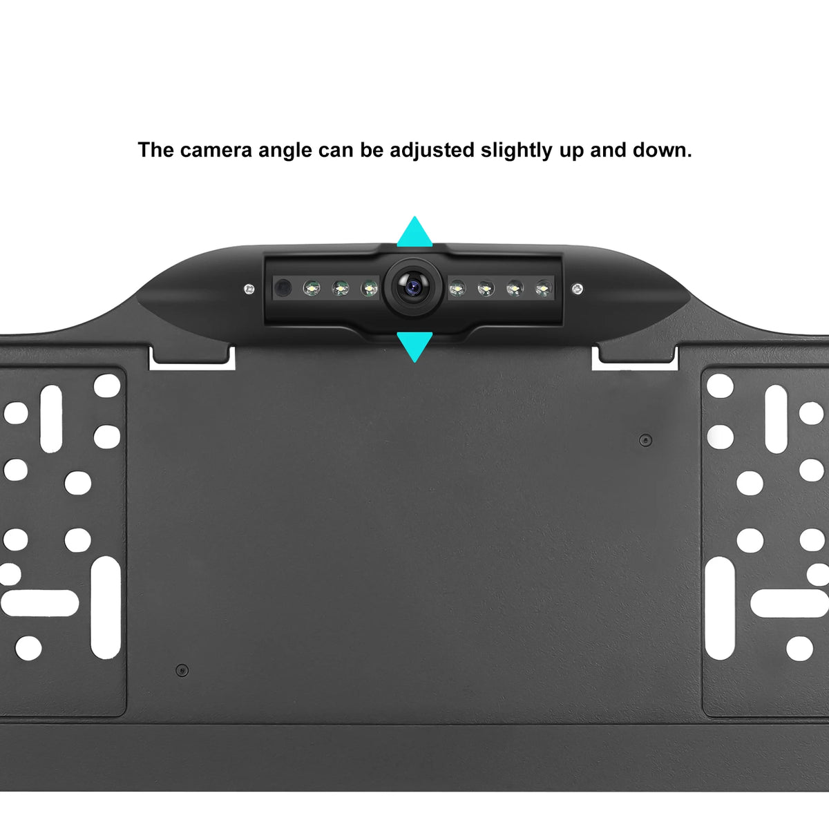 Cámara trasera para coche con marco de placa de matrícula europeo, impermeable, visión nocturna LED blanca 720P/1080P/CVBS Ajustable
