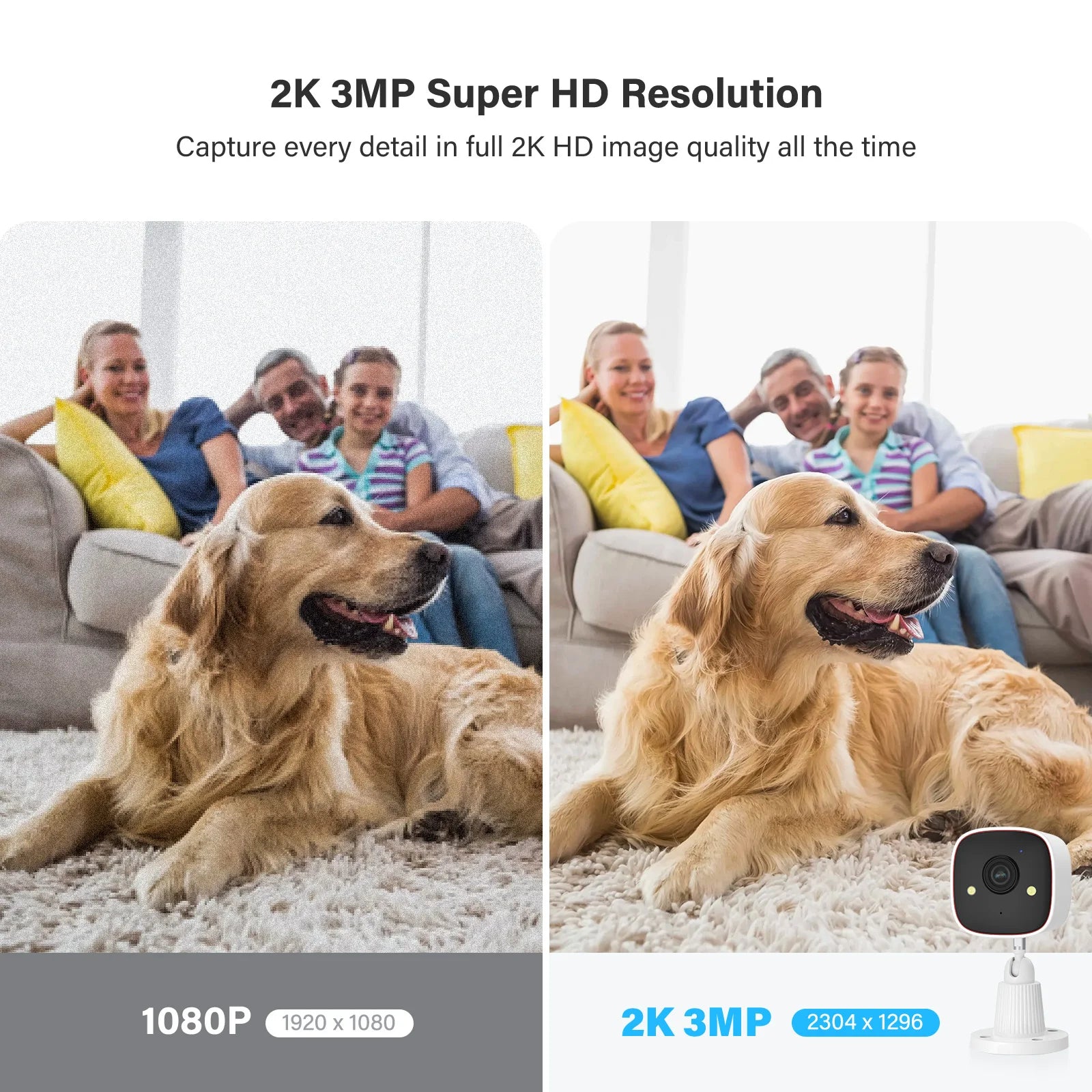 3MP WiFi Security Camera 1296P Outdoor Indoor Waterproof IP66