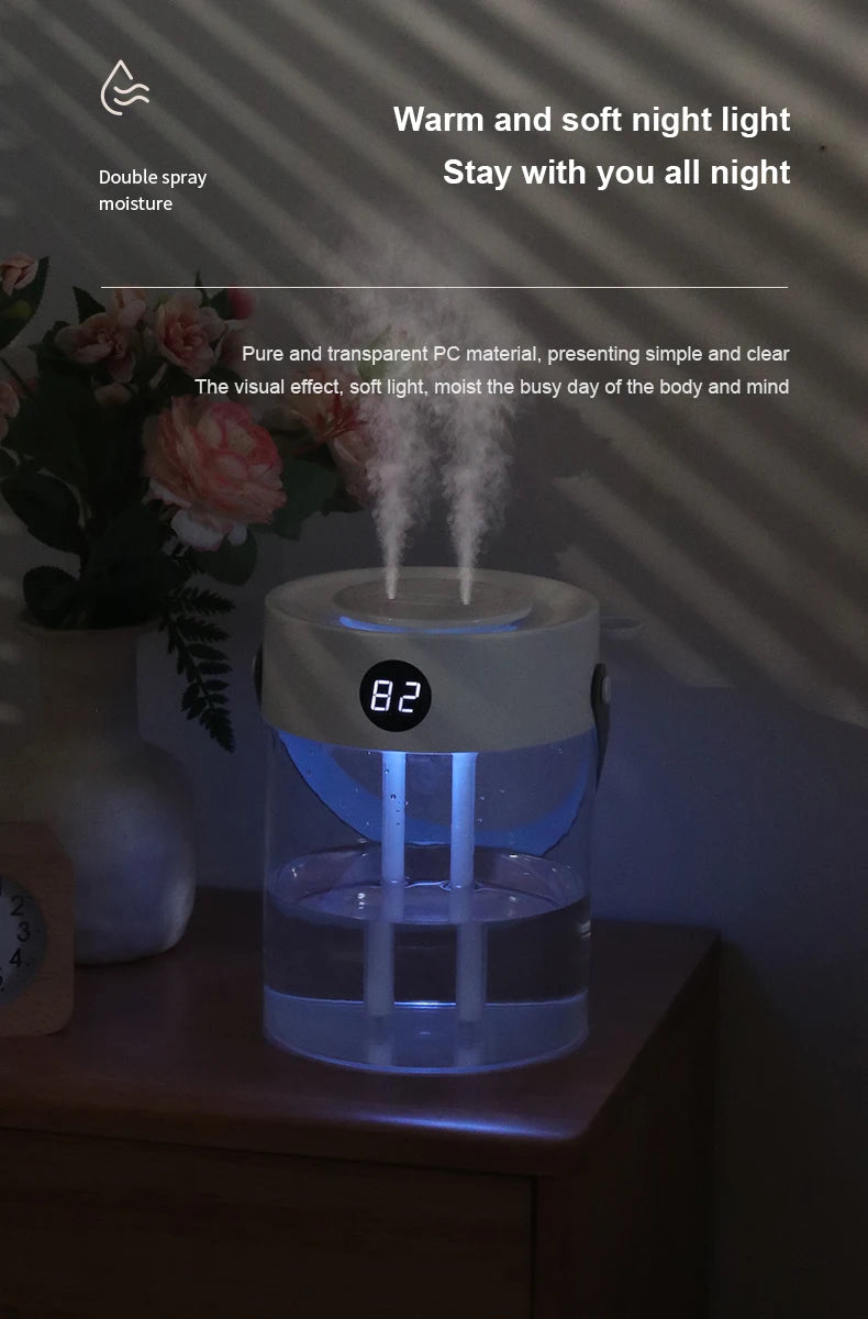 3 L USB Ultrasonic Humidifier with Dual Mist Outlets