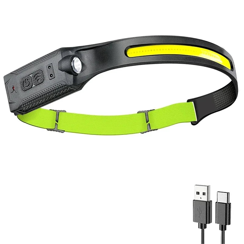 Rechargeable Headlamp with COB and Spotlight