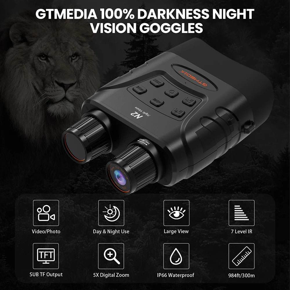 GTMEDIA N2 Night Vision Binoculars with 5X Zoom and 1080P