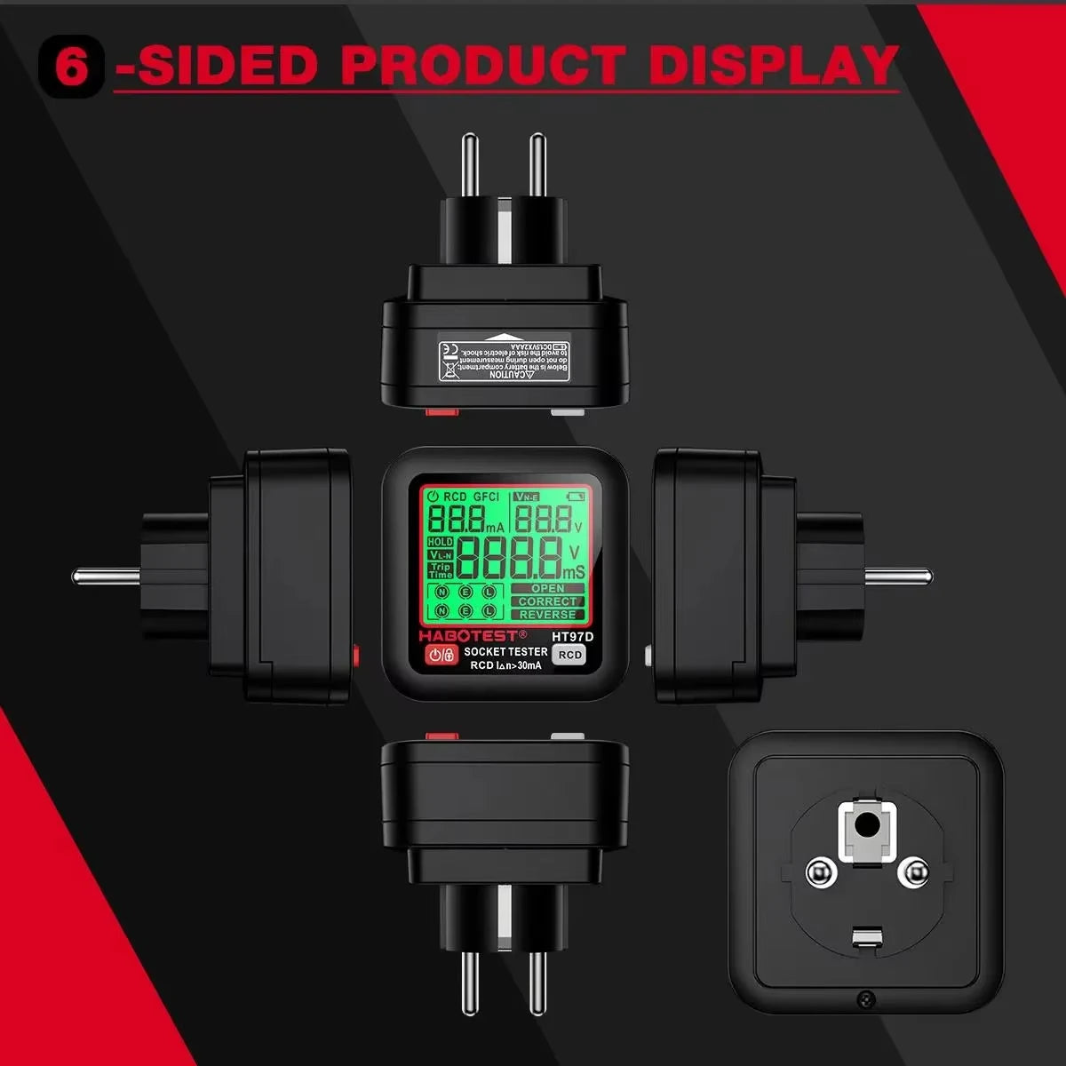 HT97 Digital Socket Tester - Regional Plugs