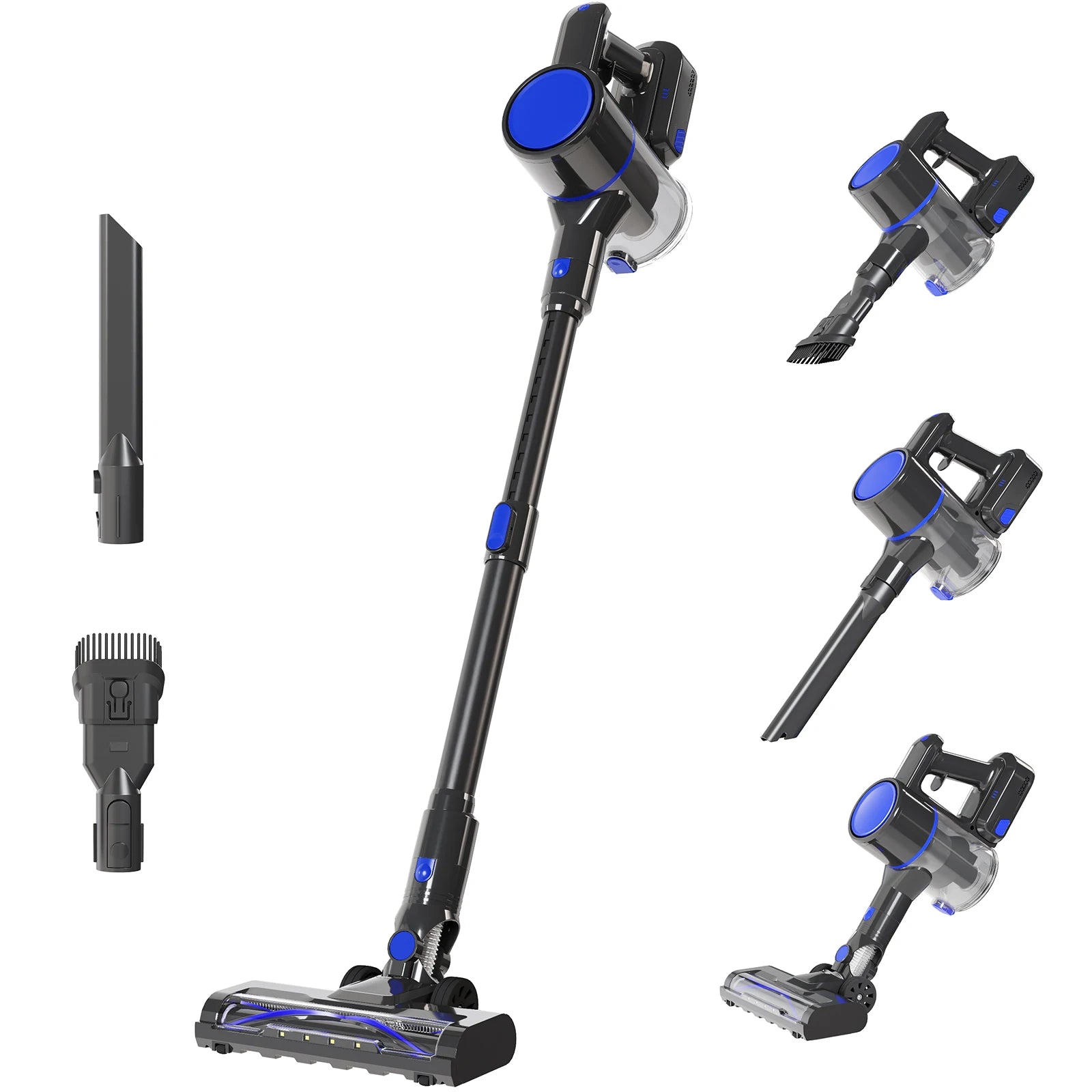 Cordless Stick Vacuum with LED Brush, Wall Mount & 3 Head Tools