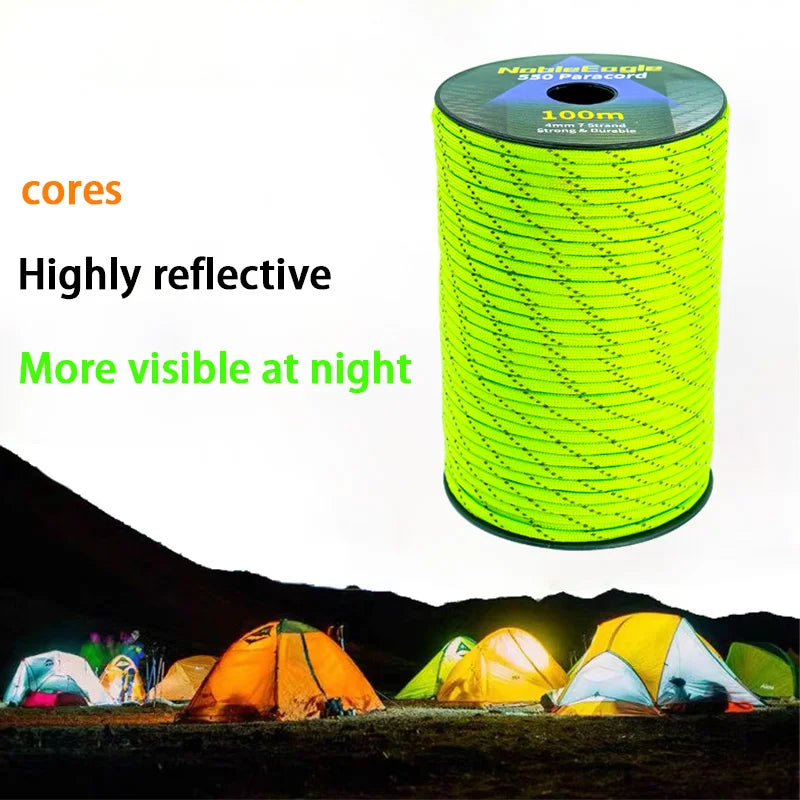 Reflective 7-Strand 4mm 550 Paracord Rope