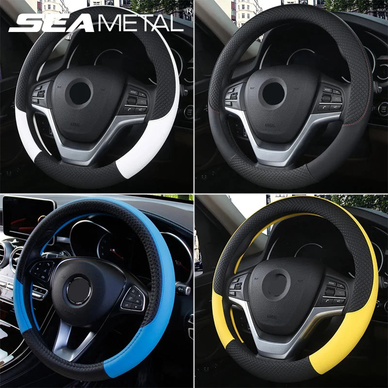 SEAMETAL Anti-Slip Car Steering Wheel Cover Anti Scratch Breathable Steer Wheel Protection Cover Full-Surround Steer Protector