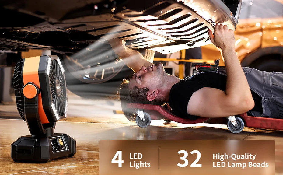 20000mAh Battery Camping Fan with 4 LED Lantern 8 Speeds Desk Fan Portable Outdoor Fan for Outdoor Camping Tent and Fishing