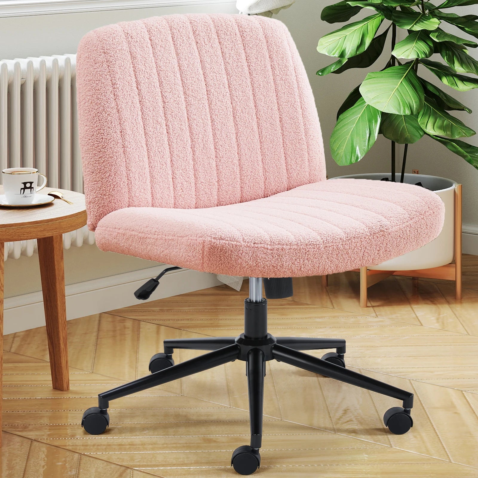 Wide Cross Legged Office Chair Armless Swivel Adjustable Desk Chair