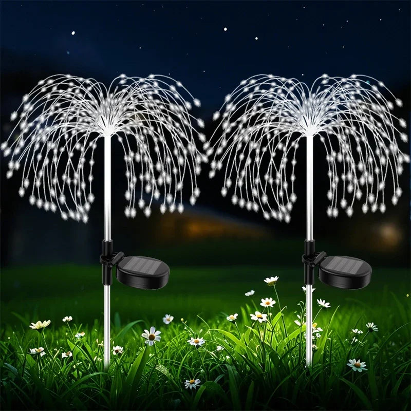 Luci solari da giardino a effetto fuochi d'artificio, 200 LED, per vialetti, strade, prati e giardini all'aperto