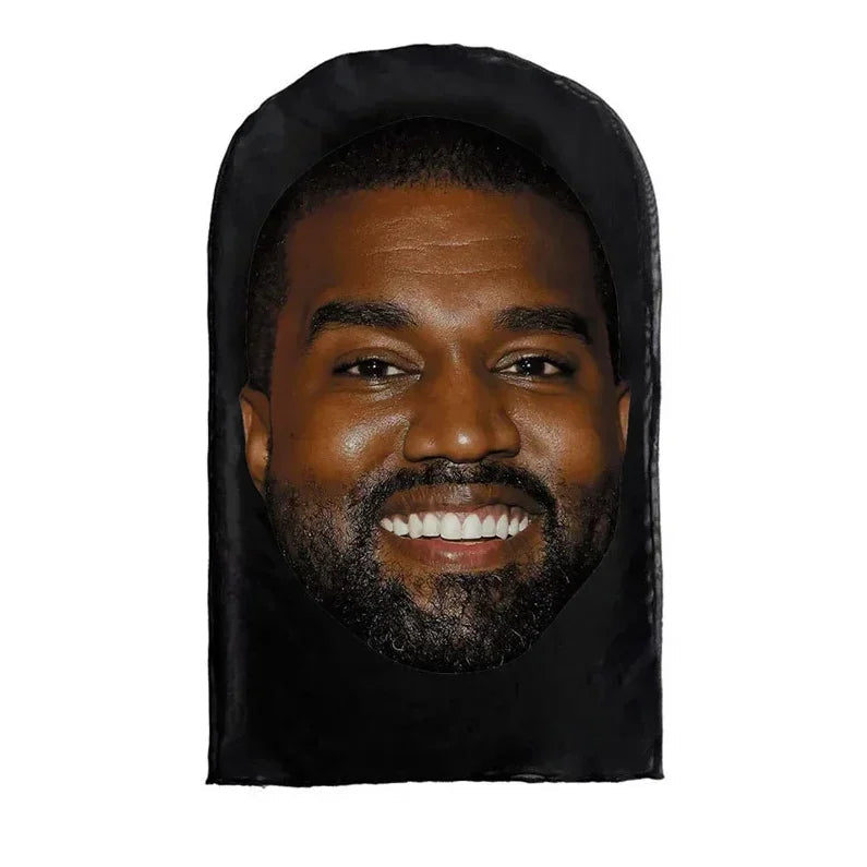 New 3D Printed Kanye Mask Drake Elastic Mesh Full Face Mask for Unisex Cosplay Headwear Party Simulation Balaclava Hat Headgear