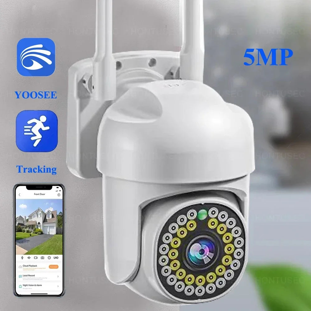 HD WiFi външна охранителна камера 5MP с детекция на движение, автоматично проследяване и двупосочен аудио канал