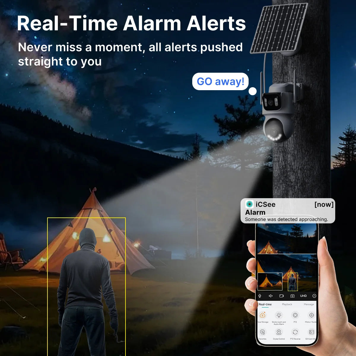 4G Solar Outdoor Wireless Security Camera with PTZ, Auto Tracking and 24/7 Recording
