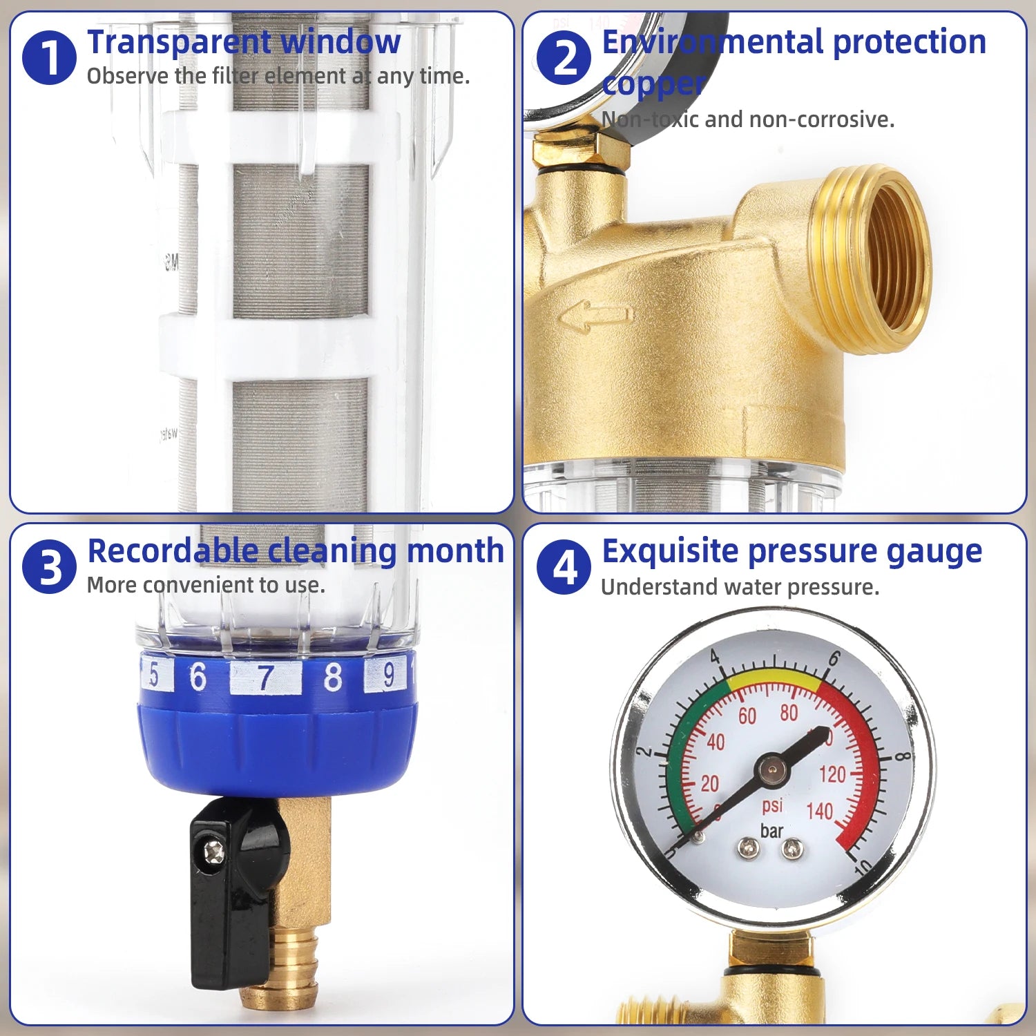 Whole House Spin Down Sediment Water Filter Pre-Filter System