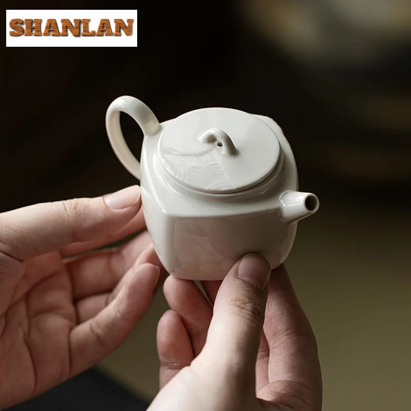 Small Square Glazed Ceramic Teapot, Approx. 90ml