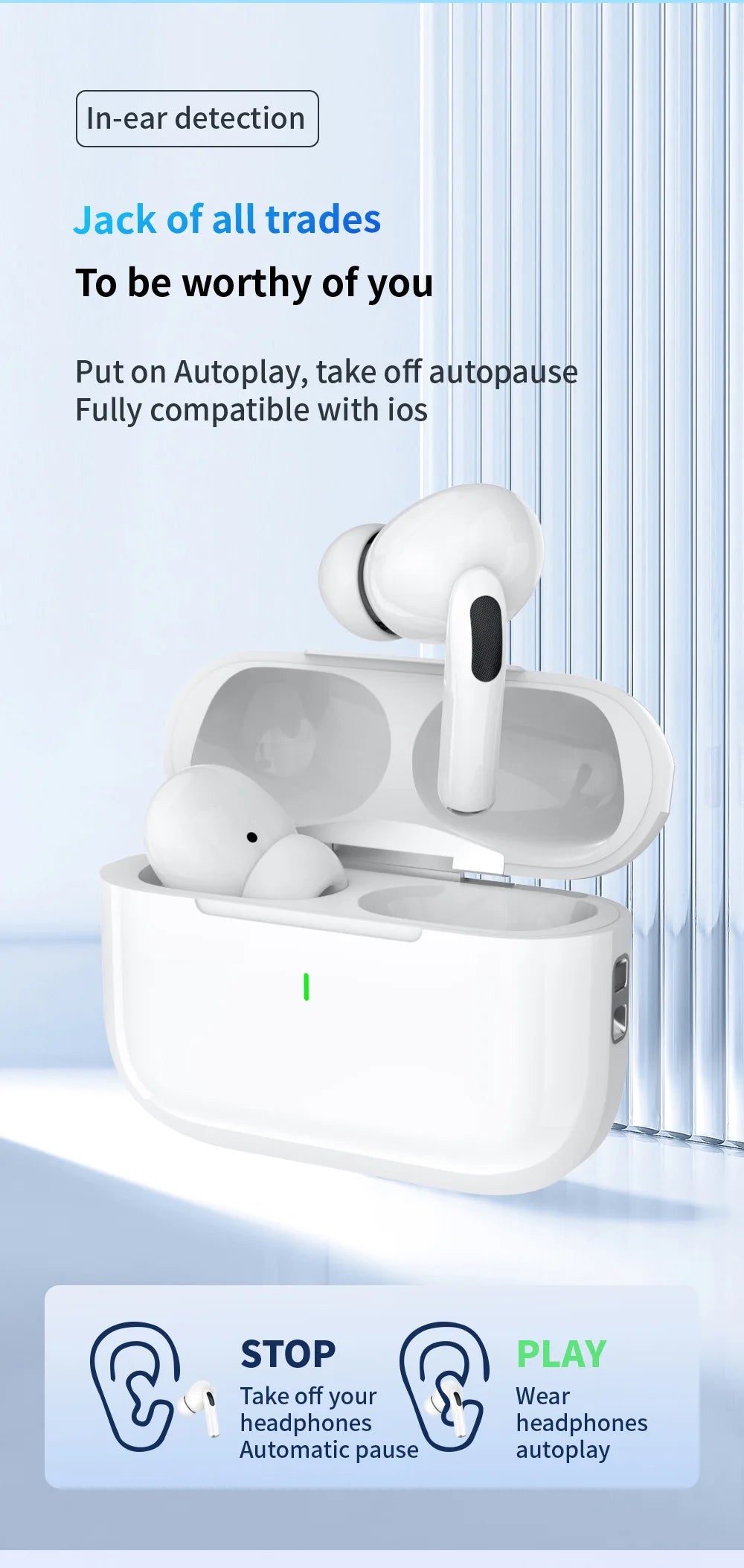 White True Wireless Bluetooth Earbuds