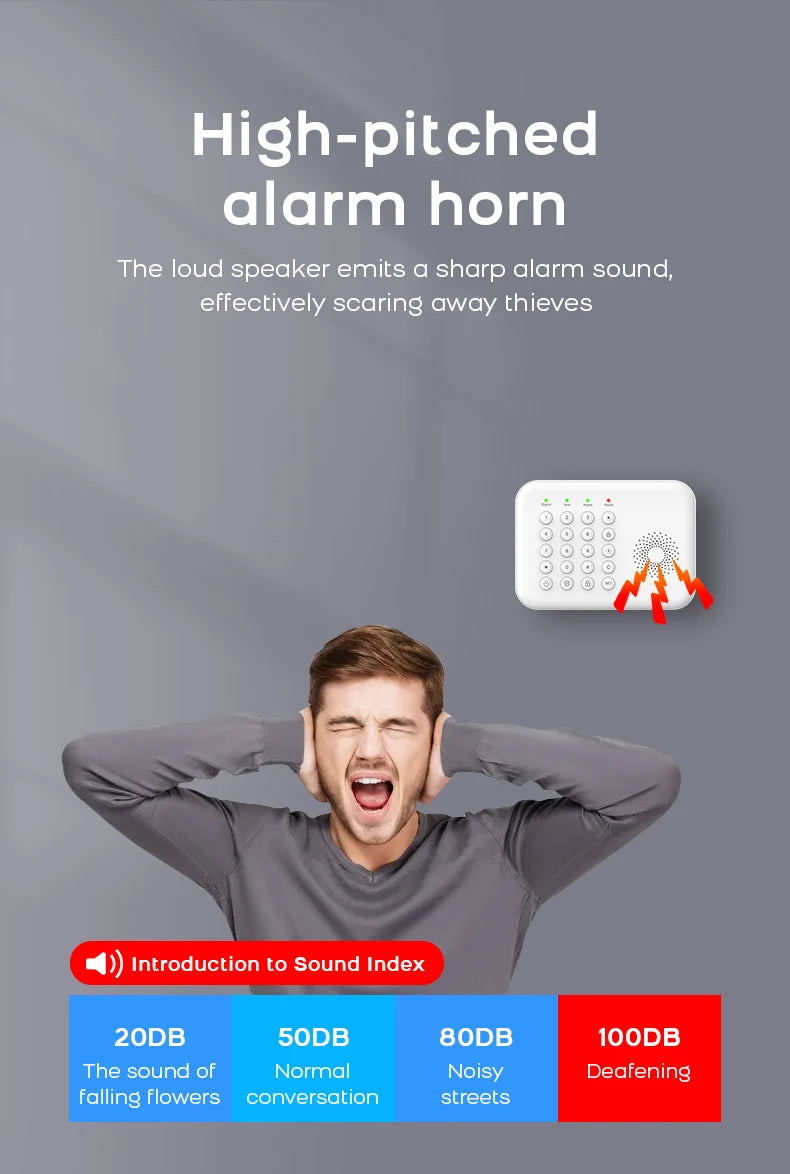 PGST 4G WiFi Home Burglar Anti Theft Security Alarm Complete Kit Works with Tuya Works with Smart Life Smart App Remote Control Wireless Sensor Combination Standby Power Backup Alarm System Apartment Villa Store Warehouse Eur