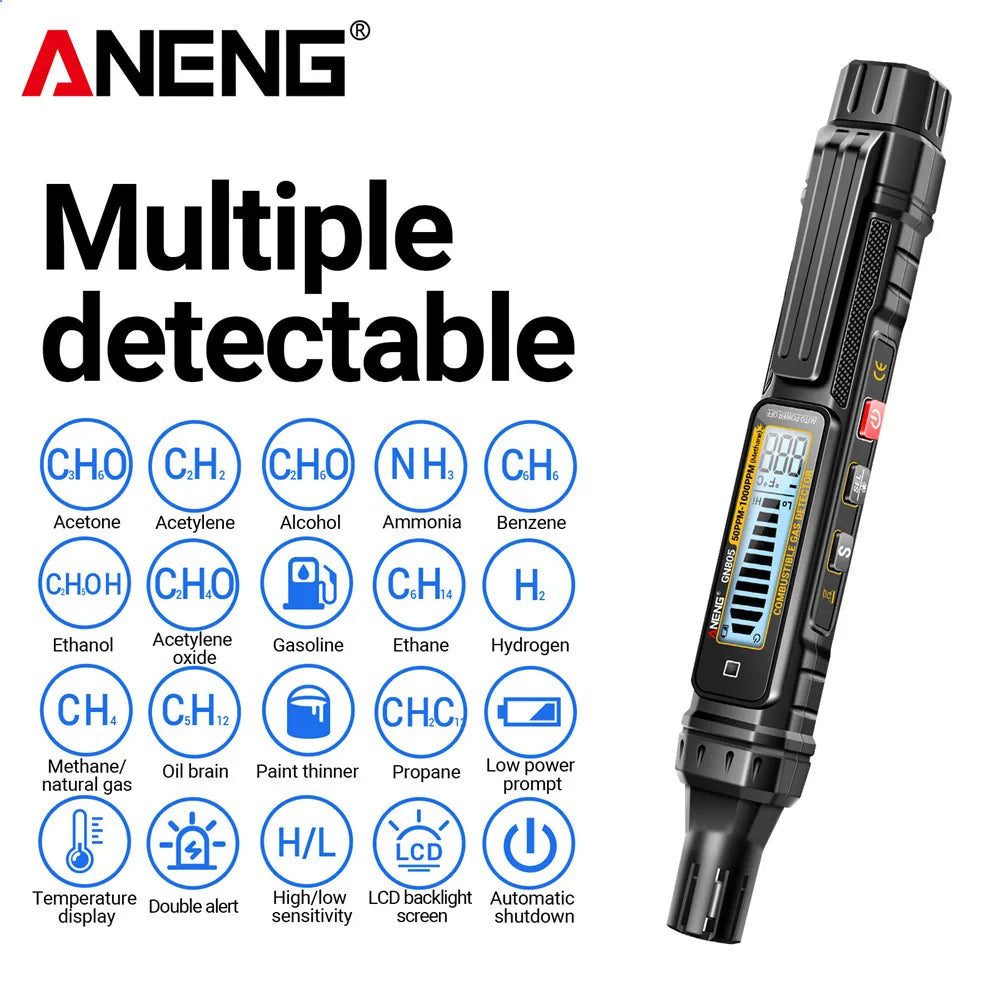 Détecteur de fuite de gaz combustible ANENG GN805