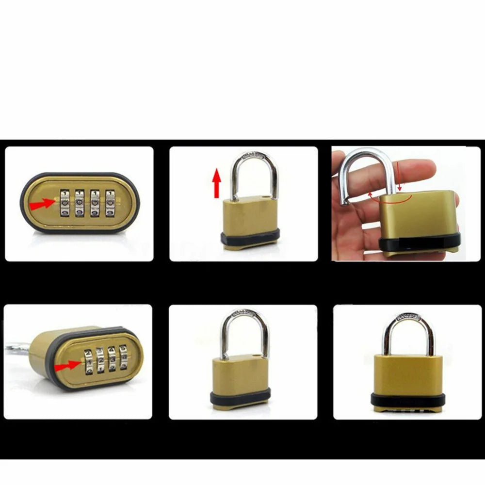 2PCS Waterproof 4-Digit Combination Lock - Durable Zinc Alloy Padlock for Gym Lockers, Toolboxes, Gates & More