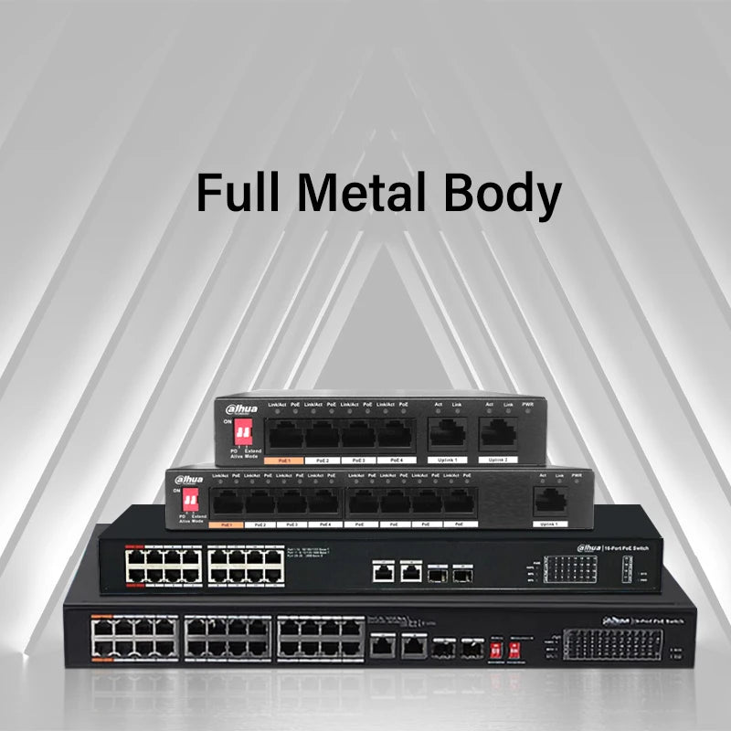 Dahua 4/8/16/24 Port PoE Switch 10/100/1000Mbps Gigabit Fast Ethernet Switch IEEE 802.3 For VTO VTH IP Camera S1300C-4ET2ET-APWR