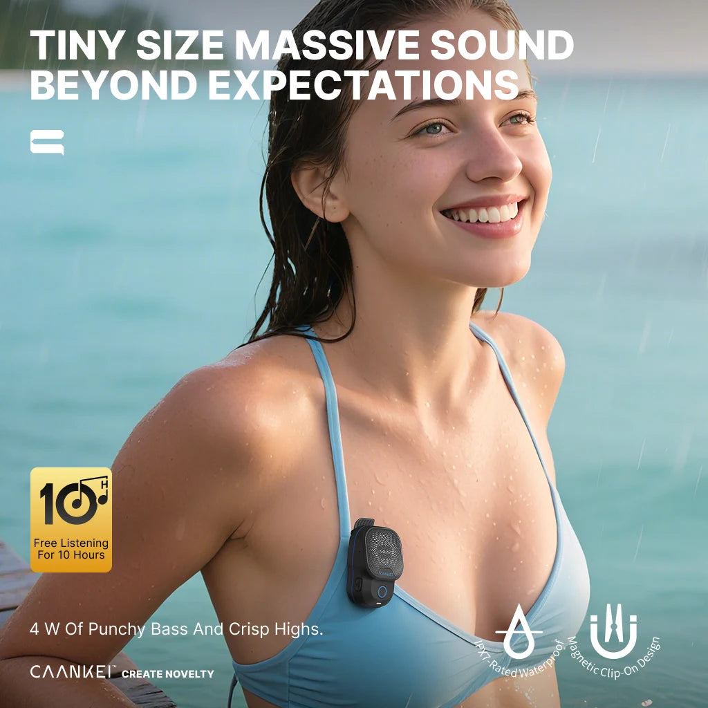 Wearable Outdoor Bluetooth Speaker IPX7 Waterproof Portable Sport Microphone Speakers Clip-On Speaker Call/Music for Android IOS