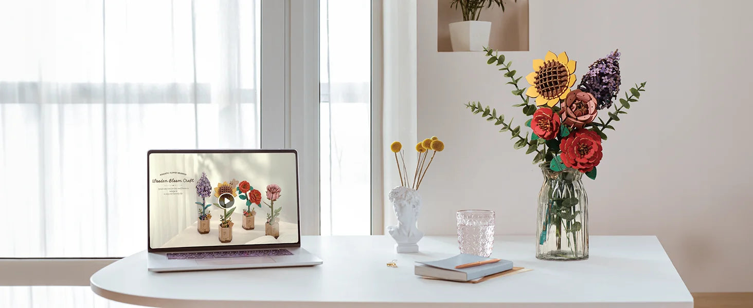 Robotime Kit di Artigianato Bouquet di Fiori Puzzle 3D in Legno