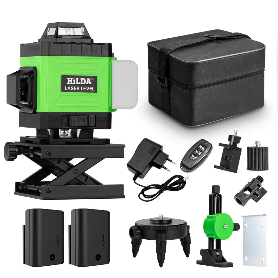 HILDA 4D 16 Lines Green Laser Level Self Leveling 360 Men Gift Horizontal and Vertical Cross Super Strong Green Laser Level