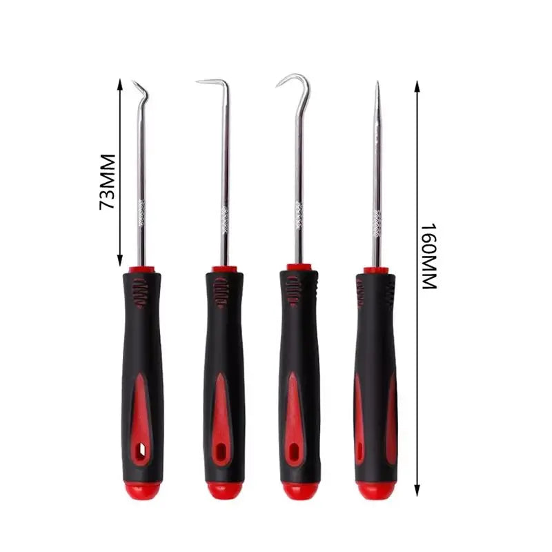 Ensemble de tournevis d’huile automobile avec joint torique O-Ring Joint d’étanchéité Garniture Tire-Pull Prise crochets outils Étanchéité Outils de réparation 16 cm 4 pcs