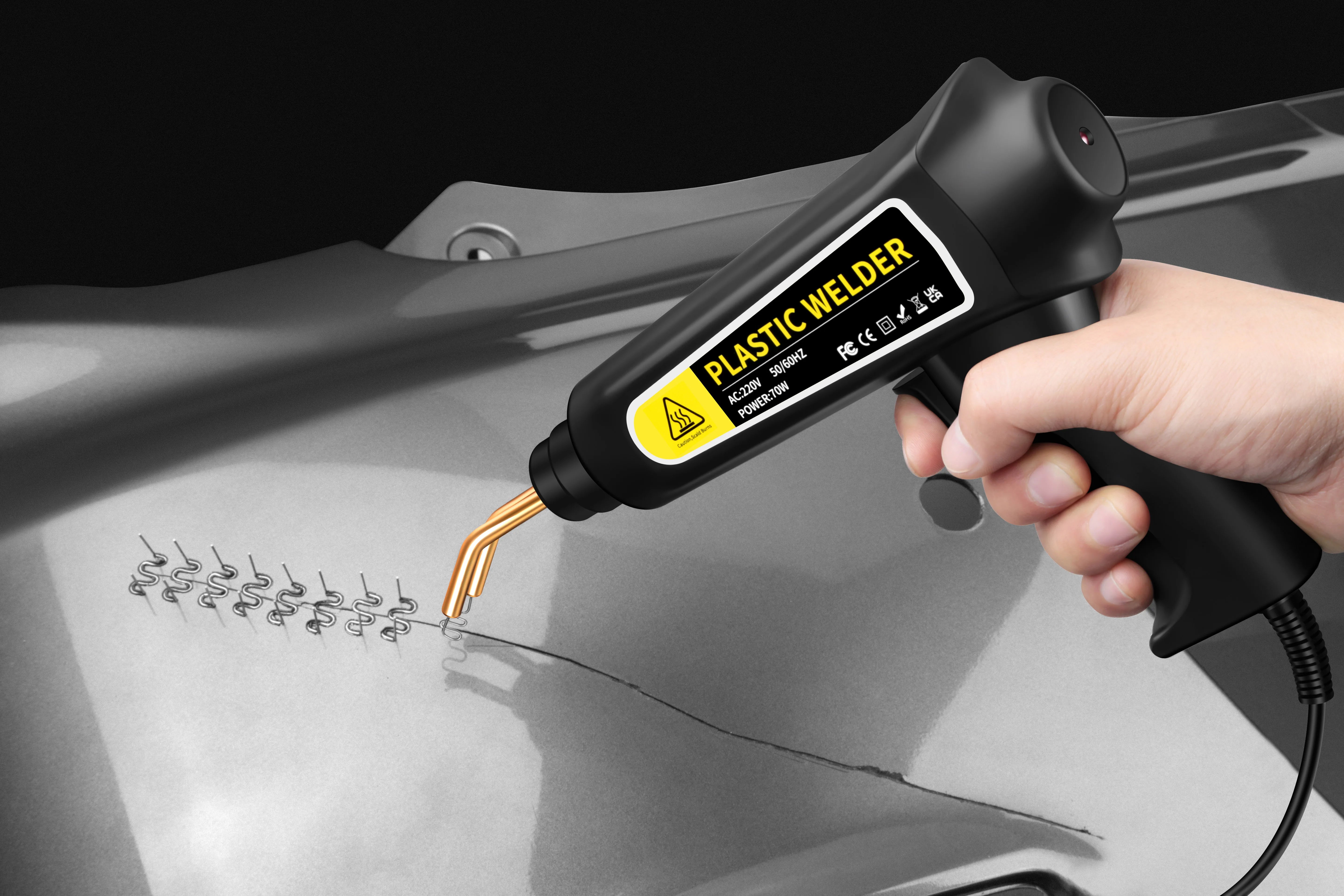 New Plastic Welding Gun Car Bumper Repair Welder Heat Laminator Bumper Repair Kit 400Pcs Repair Nail Multi-function Welder