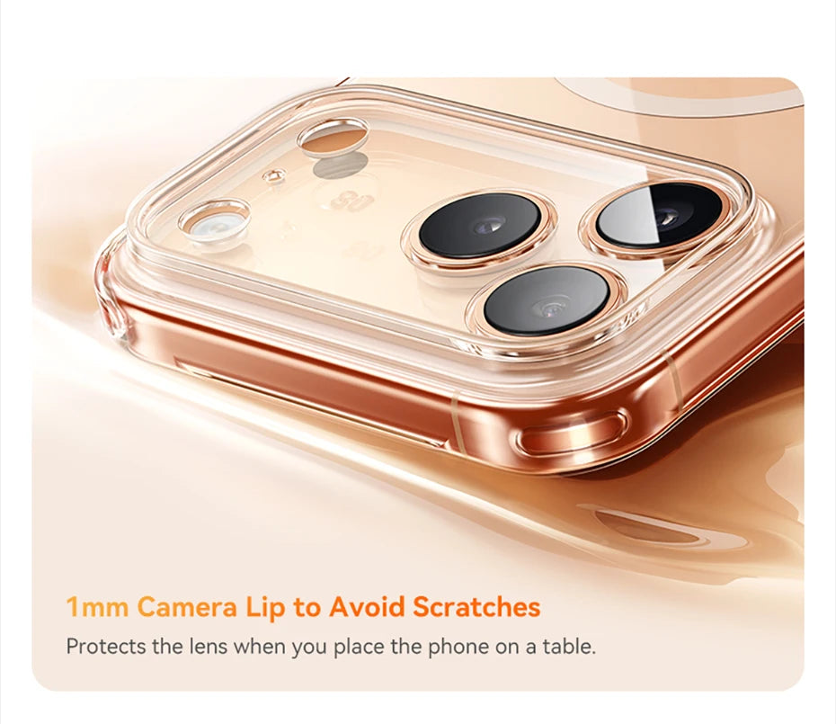 Funda transparente magnética para iPhone 17 con MagSafe, delgada y antiamarillenta