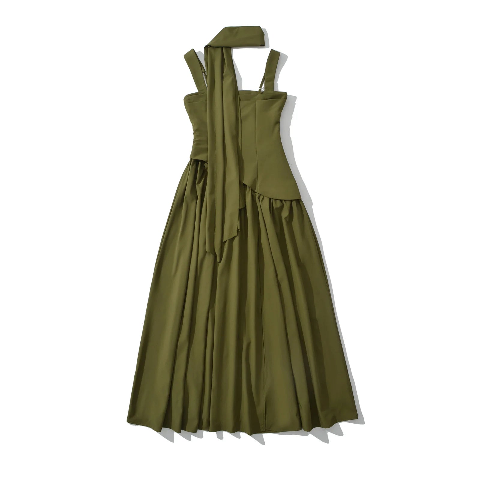 Sexy High Slit Midi Dress with Strapless A-Line Silhouette