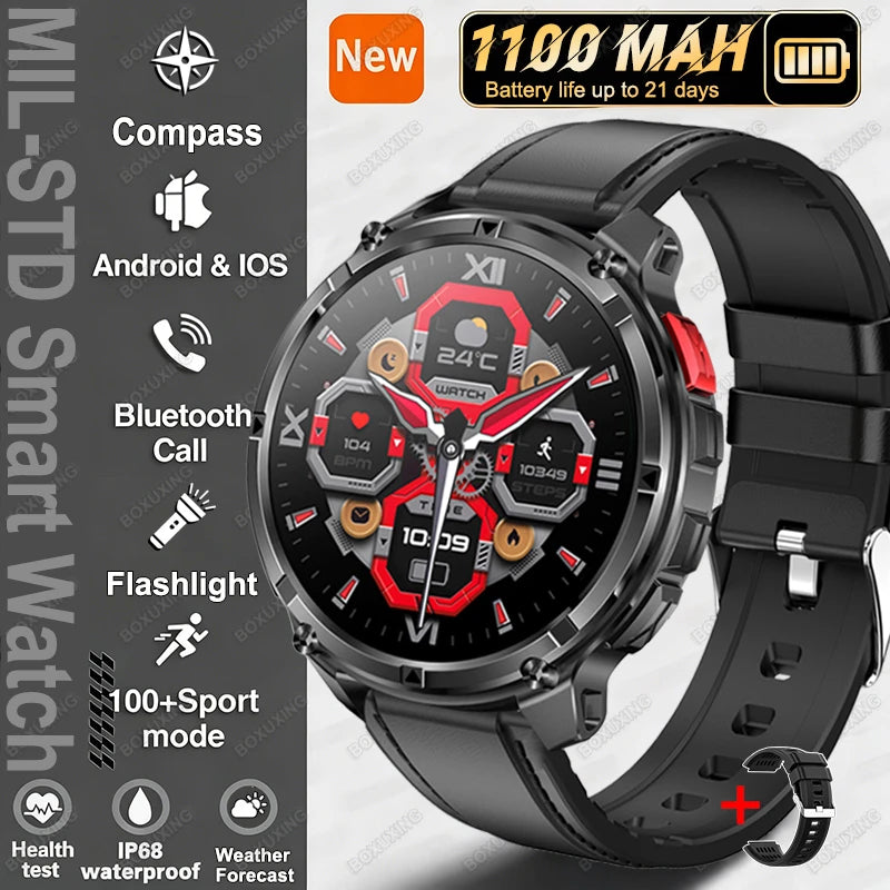 Smartwatch con chiamata Bluetooth all'aperto con bussola e GPS collegato al telefono