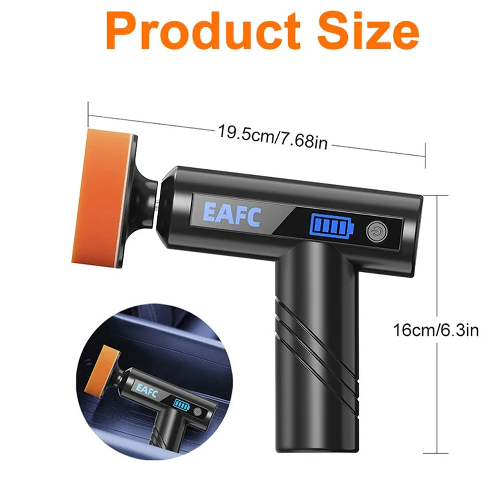 Cordless Car Waxing and Polishing Tool with Three Pads