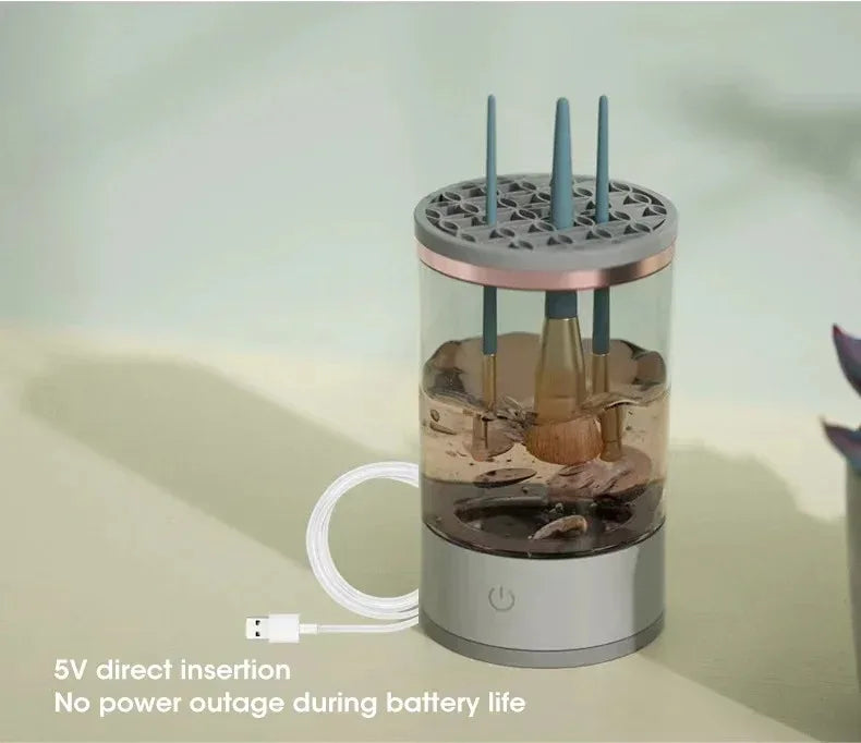 Curățator electric automat pentru pensule de machiaj, adaptor USB, burete de curățare cosmetic, uscare cu covoraș de curățare