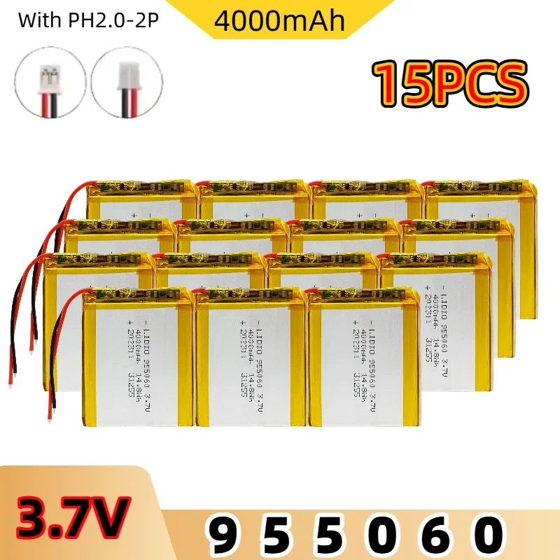 Batterie LiPo rechargeable 955060 3,7 V, PH à 2 broches
